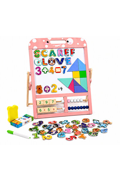 CasaDesteapta.ro Tablă Magnetică Educativă din Lemn cu Abac, Litere și Cifre ...