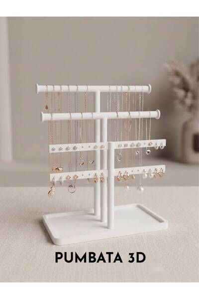 pumbata3D White Color Jewelry and 9-Piece Nail Polish Stand