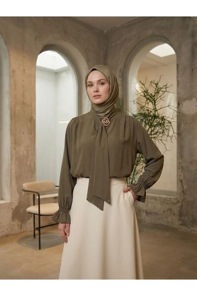 Naknaku Collar Belt Accessory Detail Tunic-Khaki