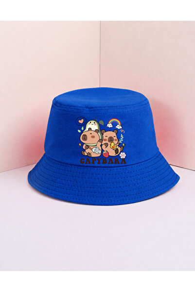 lovver Capybara Design Premium Printed 100% Cotton Bucket Hat