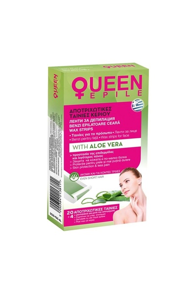 QUEEN Benzi depilatoare cu ceară rece – Benzi pentru Epilat Fata 20buc cu 4 Ş...