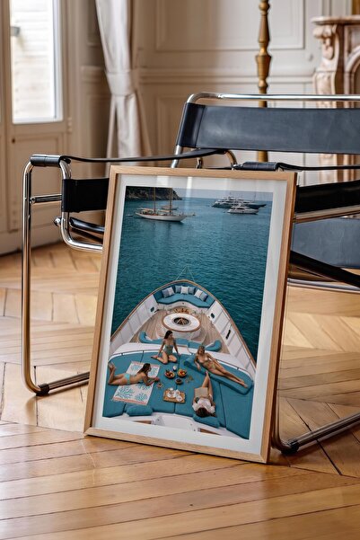 Postifull Yacht and Sea Poster, Wooden Framed Poster, Old Money Series, No:11...