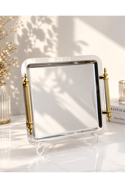 MİZA DECORATION Elegant Kulplu Kahve ve Sunum Tepsisi