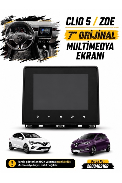 Renault Clio 5 Zoe 7 İnç Orijinal Multimedya Ekranı Monitörü 280346916R