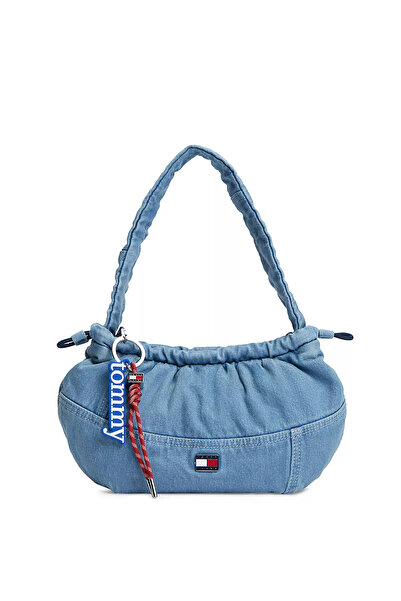 Tommy Hilfiger Kadın Denim Kumaş Fermuar Kapama Tommy Logo Aksesuar Denim Omu...