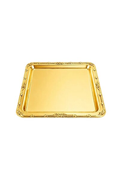 Simply Now Aurum Elegante Gold Kare Çelik Sunum Tepsisi- Kendinden Dokulu Alt...