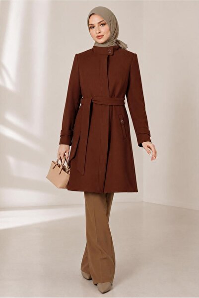 Alvina Shoulder Pad Belt Coat 90254