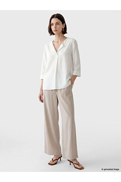 LC Waikiki Lcw Modest Pink Wide Leg Women's Trousers with Elastic Waist