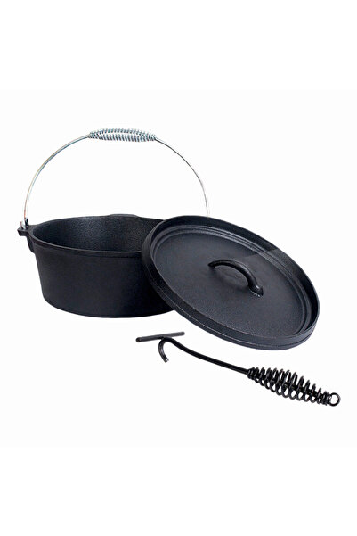 KlugMeister Ceaun cu capac din fonta pentru gratar KY545ZT, negru, dimensiuni...