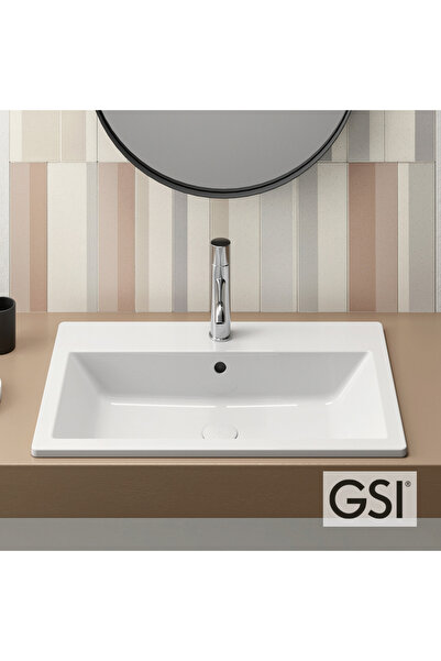 GSI KUBE-X 5 9433-300 Πορσελάνινος Ένθετος Λευκός Νιπτήρας Μπάνιου 58 x 40εκ