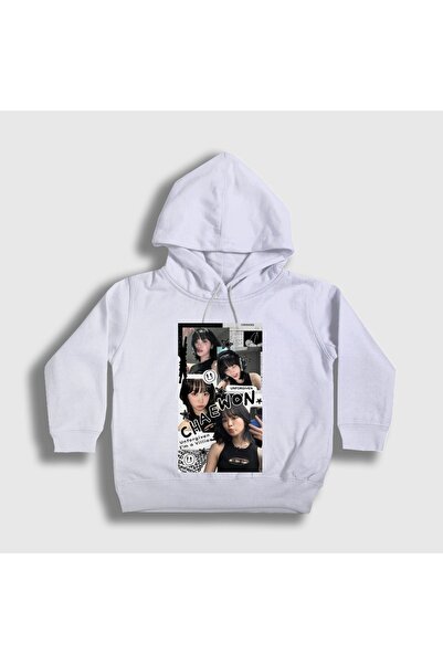 Presmono Unisex Kids White Kim Chaewon Unforgiven K-Pop Le Sserafim Hooded Sw...