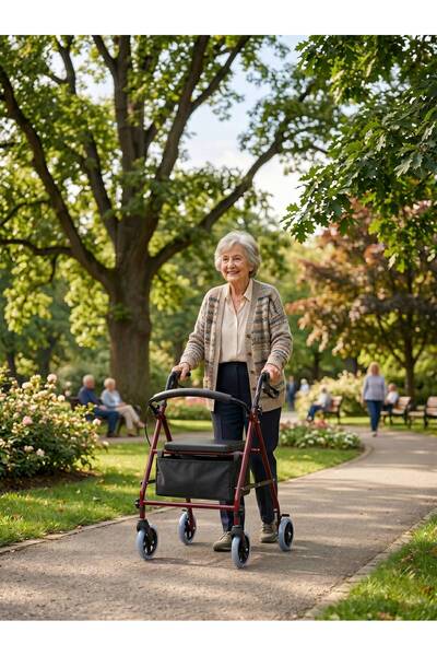 Baymedikal Alüminyum Rollator Yürüme Yardımcısı | Katlanabilir Oturaklı Ergon...