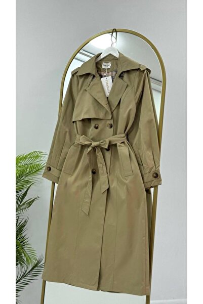 Tebrikler tekstil kadın uzun trençkot astarlı su geçirmez oversize model G5383
