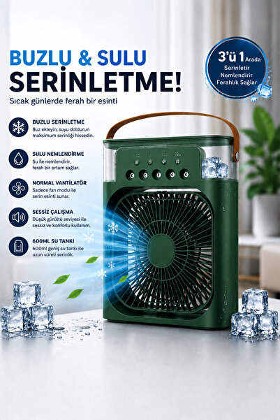 Happy Owl Masaüstü Mini Klima Fanı Buzlu Sulu Soğutucu Vantilatör 600 ML Su H...