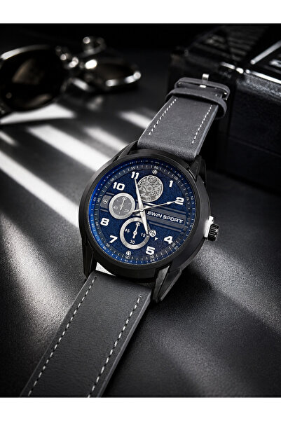 BWIN SPORT Luxury Leather Cord Men's Wristwatch (with Calendar)