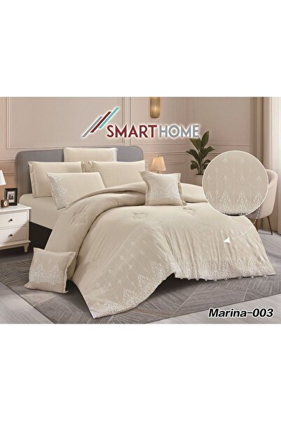 Smart مفرش عراىسي دانيتل -نفرين طقم 8 قطع -بتطريز ملكي وفاخر قياس 260*240