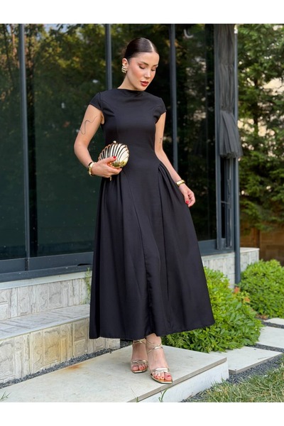 YK FASHION Klasik Prenses Model Arkadan İpli Elbise