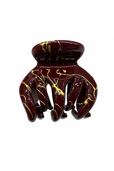 Jack Ferrero Patterned Shiny Burgundy Hair Clip Claw Clip Stylish Hair Access...
