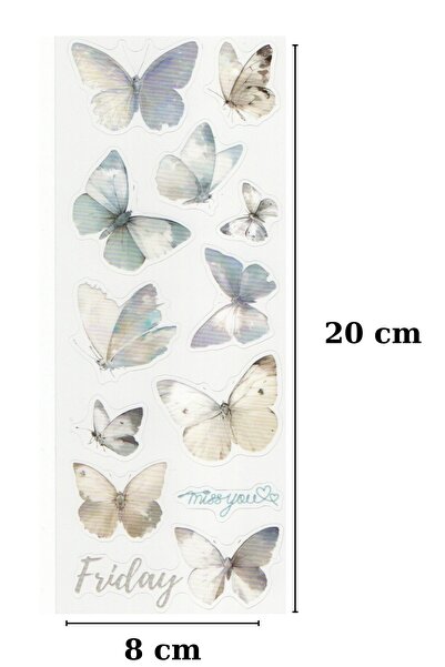 Kolbi Craft 1 Sayfa Şeffaf Kelebek Sticker Bullet Journal Scrapbook Laptop Aj...