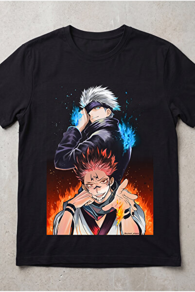 Silkensoul Jujutsu Kaisen Gojo Sukuna Anime Printed Standard Cut Unisex Tshirt
