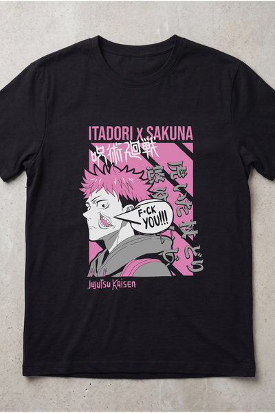 Silkensoul Jujutsu Kaisen Itadori Sukuna Anime Printed Standard Cut Unisex Ts...