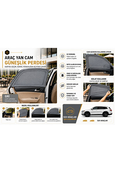 Genel Markalar Ford TRANSİT 2006-2018 SİNEKLİK ÇORAP GÜNEŞLİK, 2'li Yan Cam G...