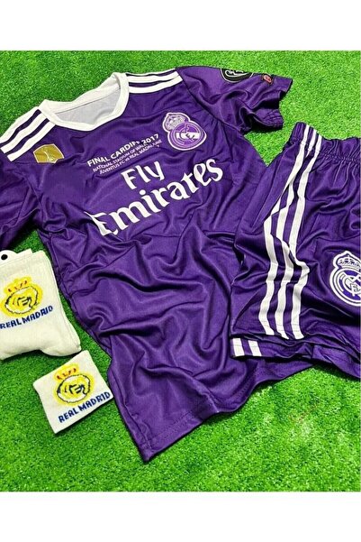 Alaturka Mix Ronaldo Cardif Ligi 2017 Real Madrid Mor Çocuk Futbol Forması 4'...