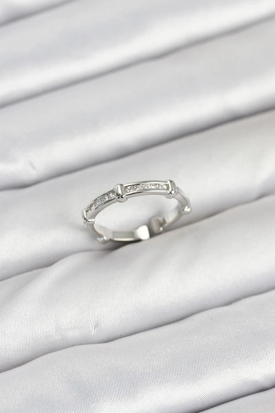 Marsilyan Brass Silver Color Bone Model Zircon Stone Women's Ring Elk-Bjtieg
