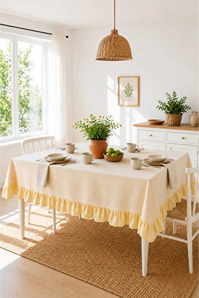 HOME ART ATELIER hand made Çİft Renk Fırfırlı Bej Naturel Vintage - Soft Kete...