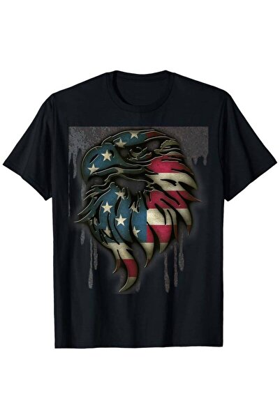STITCHLY تي شيرت وطني من Iron Patriotic، ثقيل الوزن 100% قطن مع رسومات النسر ...