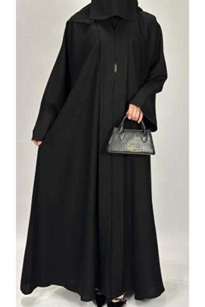 HATOON Crepe Abaya Half Kloochee with Vertical Cut and Full Front Pleats