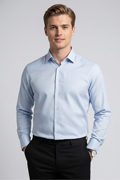 Calvin Klein Men Tall Fit Window Pane Pattern Long Sleeve Dress Shirt, Light ...