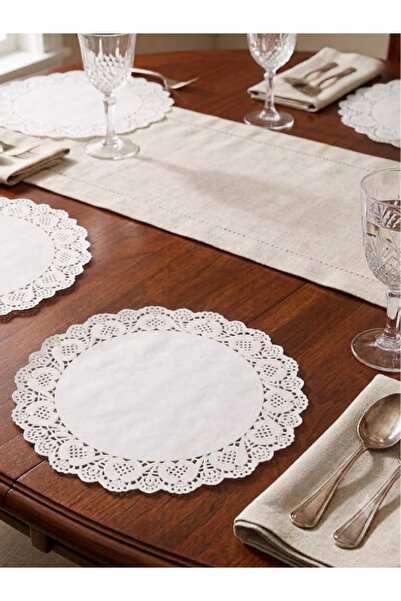 mucit home 50 Pcs 30 cm Serving Plate Mats Lace-Look Paper Plate Mats