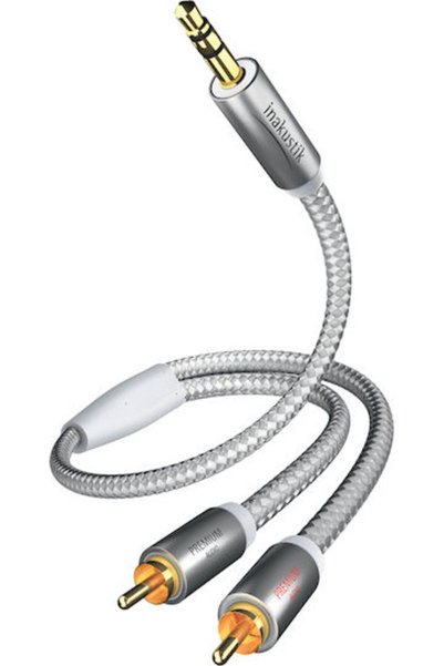 İnakustik Καλώδιο Jack 3.5mm, Αρσενικό 3.5mm - Αρσενικό RCA, Γκρι, 1.5μ, Με ε...