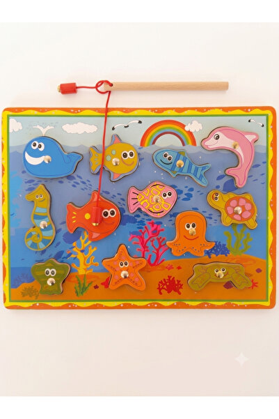 Gazi'nin Oyuncakları Educational Wooden Magnetic Fishing Game - Preschool Coo...