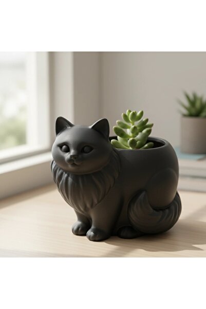 OEM Διακοσμητική Γλάστρα Γάτας Ragdoll, Εκτύπωση 3D, Μικρή Θήκη Φυτών - Μαύρο...