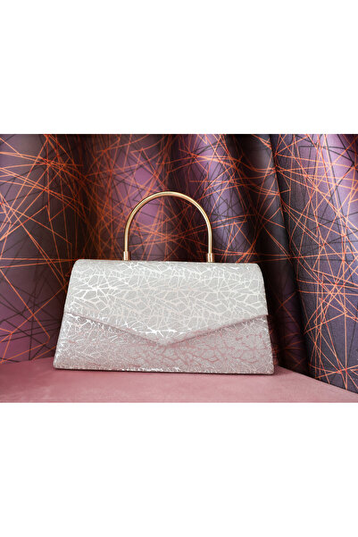 Serenora Women's Silver Geometric Patterned Evening Dress Handbag with Chain ...