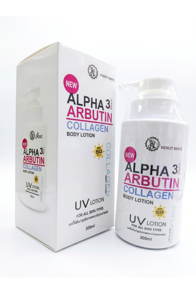VENUT WHITE Alpha Arbutin 3+ Collagen Body Lotion SPF 50 PA+++ Brightening Mo...