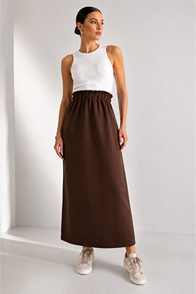 FREYA MODA High Waist Gabardine Skirt