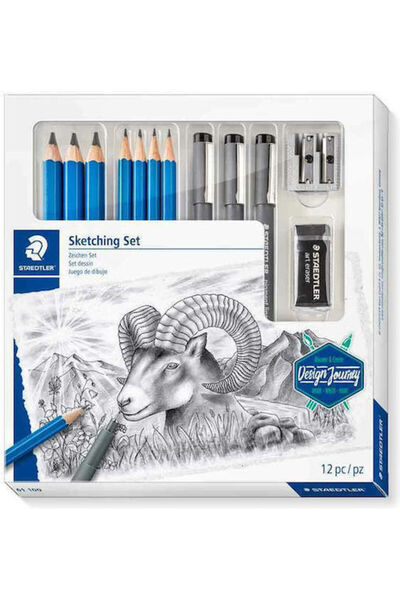 Staedtler Set de creioane pentru schițe cu racletă și radieră, 12 piese