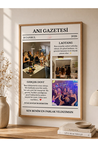 benden olsun Kişiye Özel Hediye Fotoğraflı Anı Gazetesi Tasarımlı Çerçevesiz ...