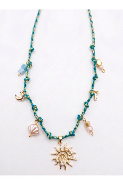 GOSEA Gold Charm Güneş Anahtar Balık Figürlü İpli Choker Kolye - Yazlık Kadın...