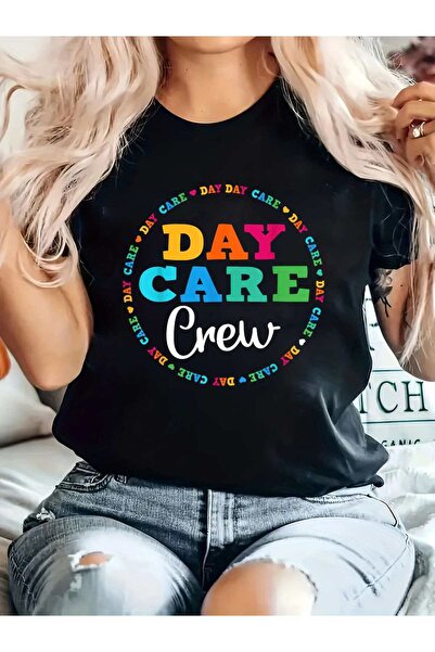 23 nisan Wo Daycare Crew Graphic T-Shirt - Colorful Lettering Playful Symbols...