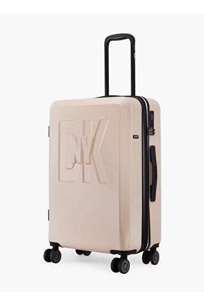 Dkny Logo Embossed Hardcase Luggage Trolley with Retractable Handle - 24 inch...