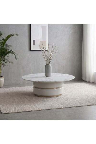 Danube Home Fortville Round Large High Gloss Coffee Table L120xW120xH43cm Lig...