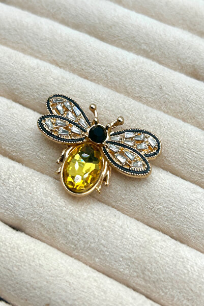Kristal Taşlı Kraliçe Arı Yaka Broş (2.5 cm) - Çanta, Şapka, Eşarp ve Ceket'te Kullanılabilir