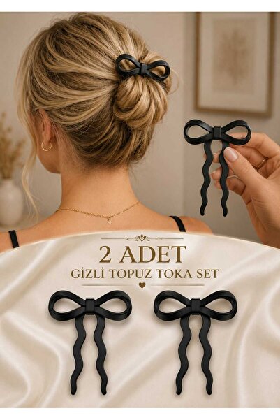 invictus design Kadın Siyah Fiyonk Figürlü Gizli Topuz Tokası Saç Düzenleyici...