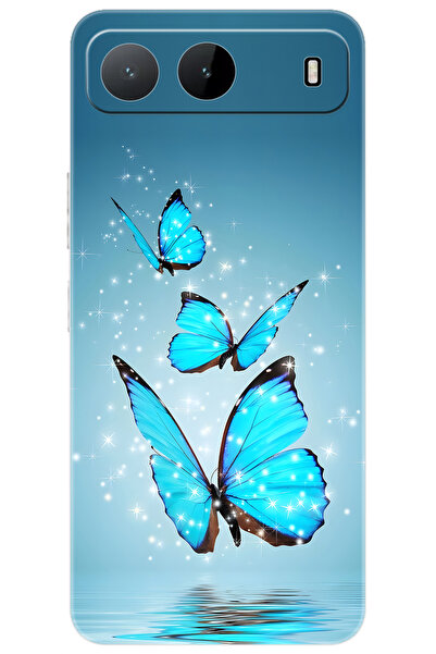 TECNO Spark 40 5G (KM8n) Uyumlu Kılıf Desen Baskılı Silikon Mavi Kelebek STK:...