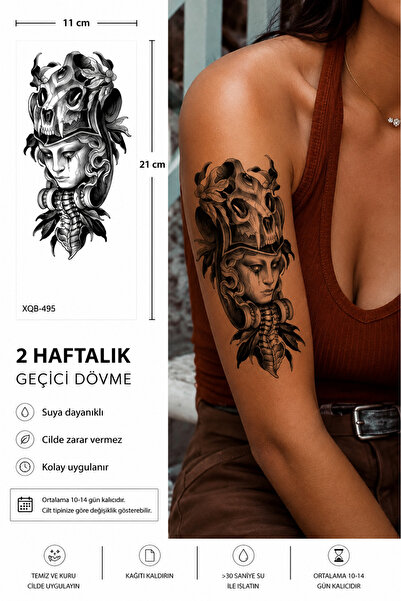 medink tattoo Gerçekci Geçici Dövme Tattoo Kız Kurukafa Yaratıcı Dövme Etiket...