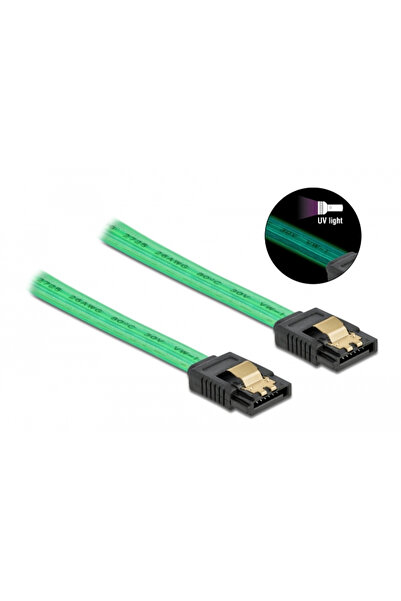 POWERTECH Καλώδιο SATA III 7pin CAB-W036, με UV επίστρωση, 0.7m, πράσινο